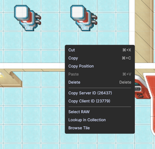 Context menu do mapa
