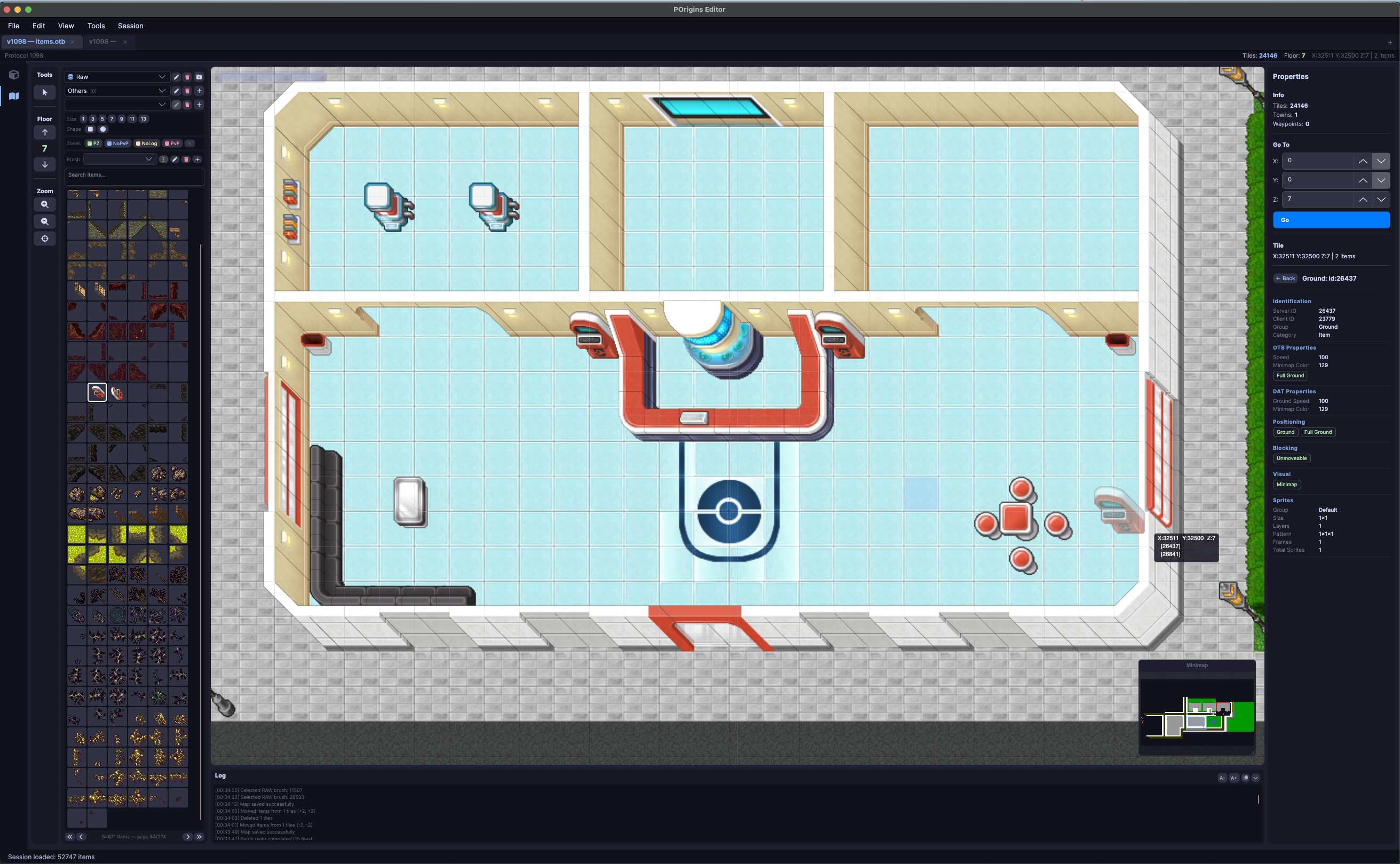 Visualizador de mapa OTBM top-down